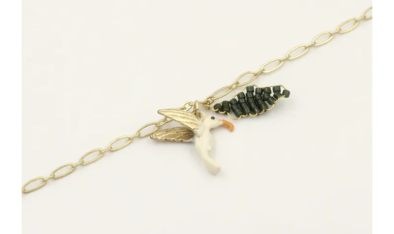 Pulsera cadena ovalos dorado mate con colgante col