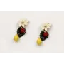Pendientes perno flor esmalte manual crema,colgant