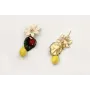 Pendientes perno flor esmalte manual crema,colgant