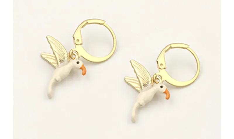 Pendientes perno de seguridad con colgante colibri
