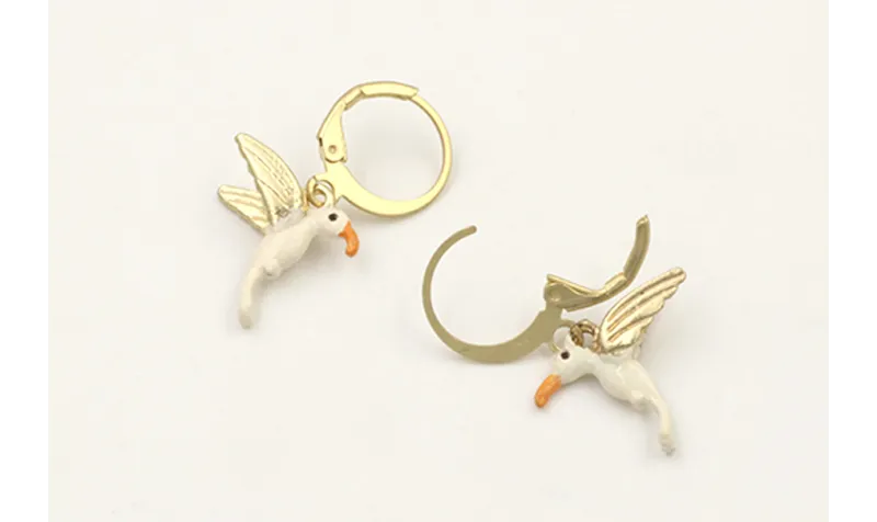 Pendientes perno de seguridad con colgante colibri