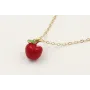 Solitario cadena eslabón dorado con manzana esmalt