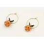 Pendientes aro dorado con bola corales y ramas miy