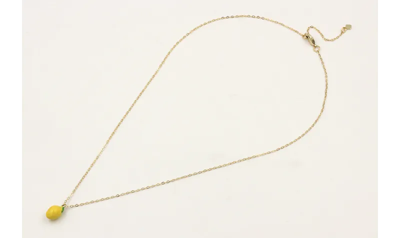 Solitario cadena eslabón dorado con limón esmaltad