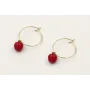 Pendientes aro dorado con manzanas esmaltadas roja