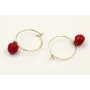 Pendientes aro dorado con manzanas esmaltadas roja