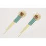 Pendientes perno sol con strass coral,bolitas turq