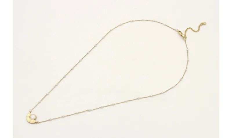 Solitario de cadena con perlas y colgante ojo con 