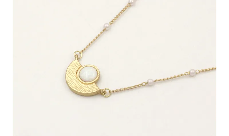 Solitario de cadena con perlas y colgante ojo con 