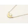 Solitario de cadena con perlas y colgante ojo con 