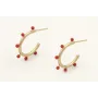 Pendientes aro con puas dorado mate con corales.