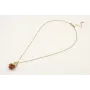 Collar cadena micro bola dorada mate con colgante 