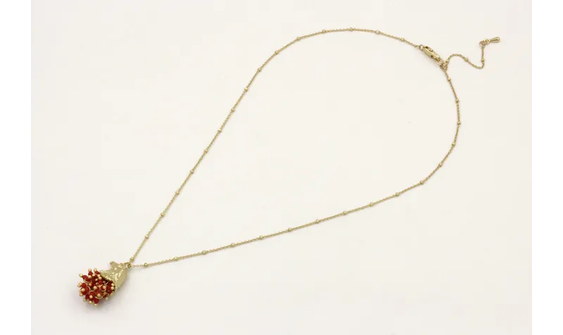 Collar cadena micro bola dorada mate con colgante 
