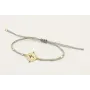 Pulsera hilo gris claro con tubitos aplastados y e