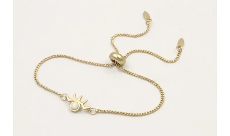 Pulsera cadena eslabón plana dorada mate con entre