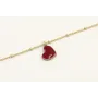 Pulsera cadena micro bola dorada mate colgante cor
