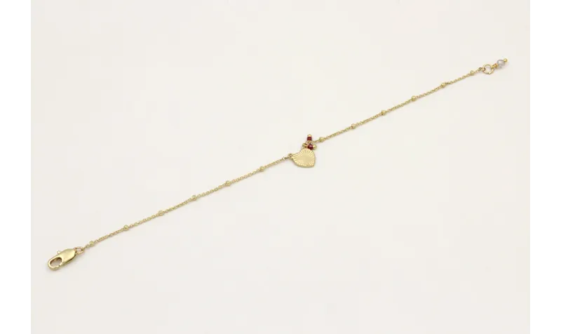 Pulsera cadena micro bola dorada mate con colgante