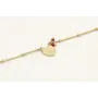 Pulsera cadena micro bola dorada mate con colgante