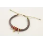Pulsera seda rellena gris colgante bola y semiprec