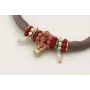 Pulsera seda rellena gris colgante bola y semiprec