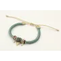 Pulsera seda rellena verde colgante lagrima y dien