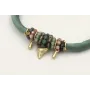 Pulsera seda rellena verde colgante lagrima y dien