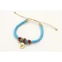 Pulsera seda rellena turquesa colgante disco cabez