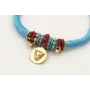 Pulsera seda rellena turquesa colgante disco cabez
