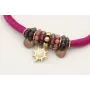 Pulsera seda rellena fucsia colgante estrella cris