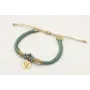 Pulsera seda rellena verde con nudo macrame con pe