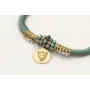 Pulsera seda rellena verde con nudo macrame con pe