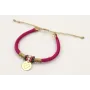 Pulsera seda rellena fucsia con nudo macrame con p