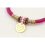 Pulsera seda rellena fucsia con nudo macrame con p