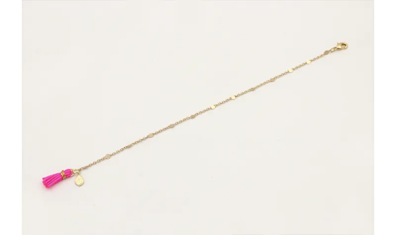 Pulsera cadena con chapita intercalada dorado mate