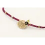 Pulsera hilo granate con tubitos aplastados, conch