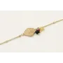 Pulsera cadena micro bola dorada mate con concha, 