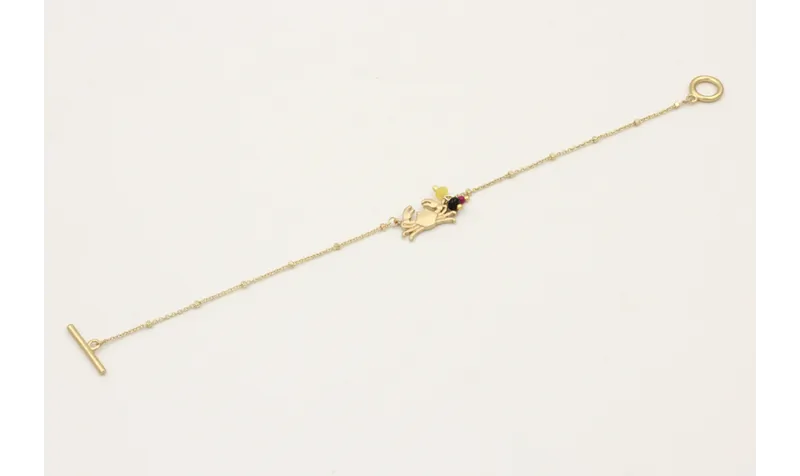 Pulsera cadena micro bola dorada mate con cangrejo