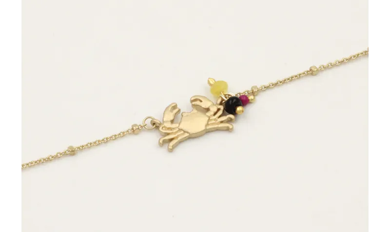 Pulsera cadena micro bola dorada mate con cangrejo