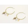 Pendientes aro aplastado colgantes coral esmaltado