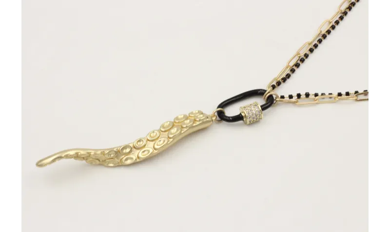 Collar doble cadena una eslabón ovalos dorada mate