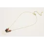 Collar cadena fina burruños abalorio morado con co