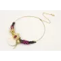 Collar rigido burruños abalorio negro y morado con