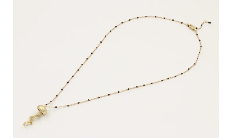 Solitario cadena micro esmalte negro colgante medu