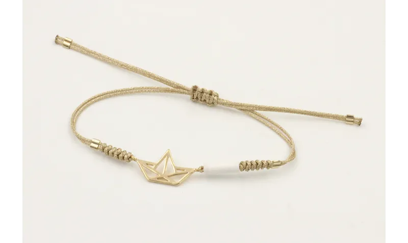 Pulsera hilo dorado palido con nudo serpiente y ba