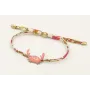 Pulsera lazo liberty flores rosa, lima y naranjas 