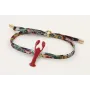 Pulsera lazo liberty azulon con flores rojas,mosta