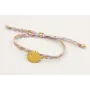 Pulsera lazo liberty blanco con flores mostaza,ros