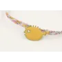 Pulsera lazo liberty blanco con flores mostaza,ros