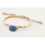 Pulsera lazo liberty blanco con flores mostaza,mar