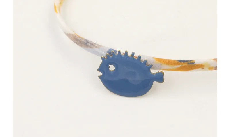 Pulsera lazo liberty blanco con flores mostaza,mar